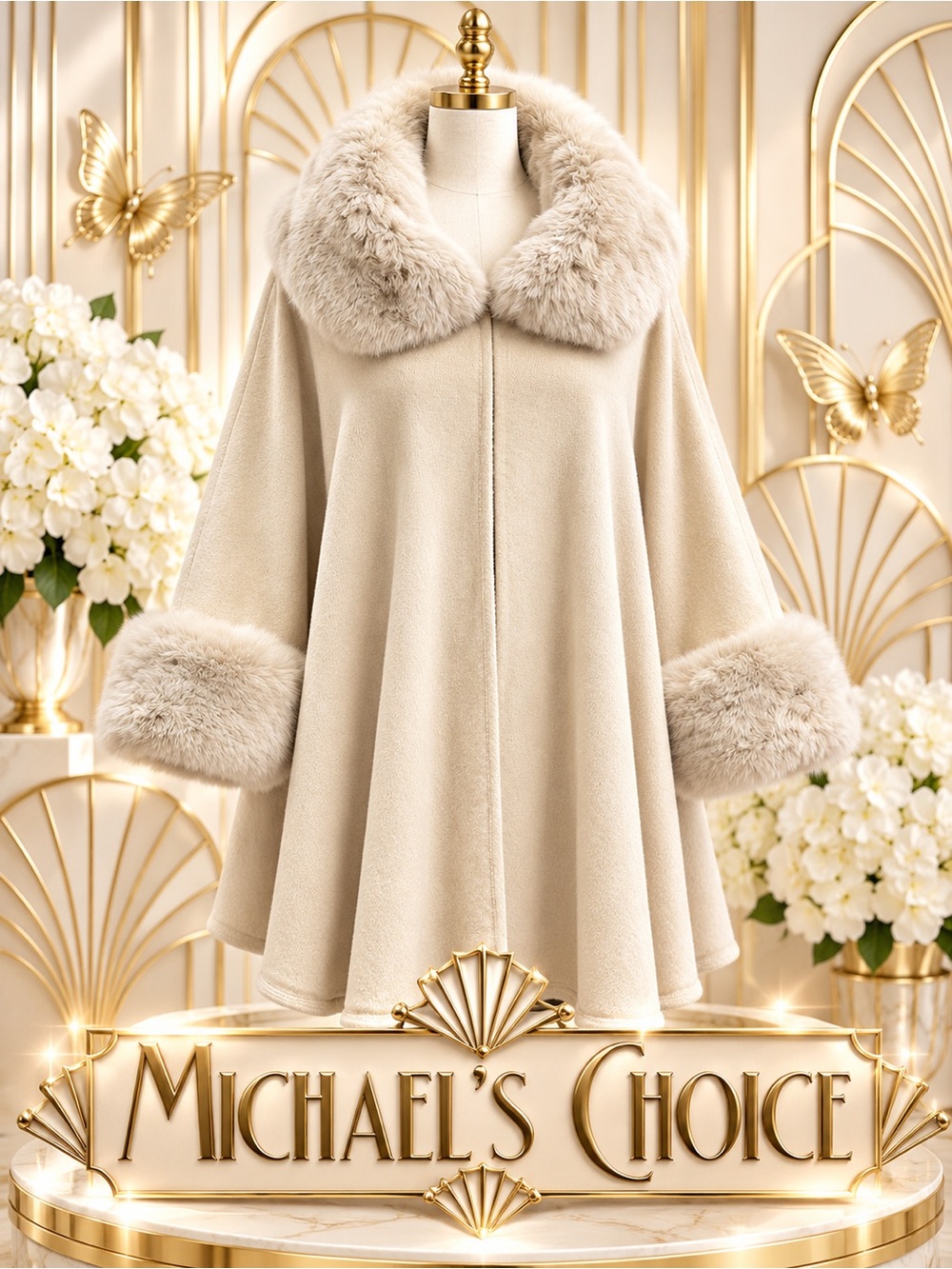 🆕😍Women's Oyster Faux Fur Knitted Swing Capelet